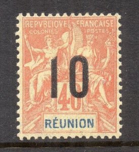 Reunion 1892 TABLET TYPE Early Issue Fine Mint Hinged 10c. Surcharged NW-230833