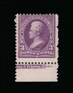 GENUINE SCOTT #253 F-VF MINT OG NH 1894 PURPLE 3¢ PERF-12 UNWMK PART BEP IMPRINT