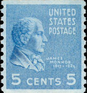 1939 5c James Monroe, 5th U.S. President, Coil Scott 845 Mint F/VF NH