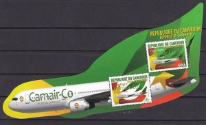 CAMEROON CAMEROUN 2011 BLOC SHEET CAMAIR FIRST FLIGHT PARIS AIRCRAFT AVIONS MNH