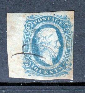 CSA Confederate States #11 margin Stamp - Jefferson Davis (USED) cv$25.00