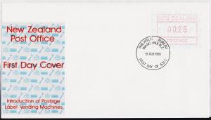 New Zealand.1986 FDC 25c Machine Label. Fine Used