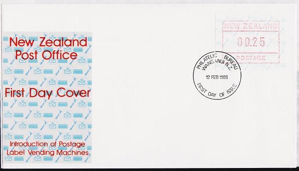 New Zealand.1986 FDC 25c Machine Label. Fine Used