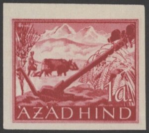 1943  Azad Hind (India) 1A Farm & Oxen, MH Imperforate