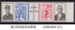 FRANCE -  1971 GENERAL DE GAULLE SCOTT#1322-1325 STRIP OF 4V + LABEL MNH