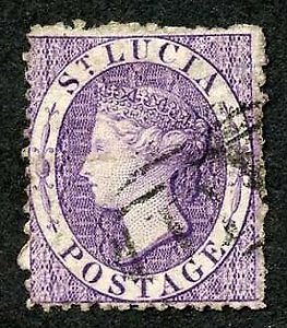 St Lucia SG13 6d Violet Wmk Crown CC Perf 12.5 Cat 42 pounds