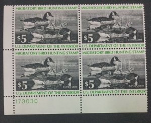 MOMEN: US STAMPS #RW43 PLATE BLOCK MINT OG NH LOT #40878