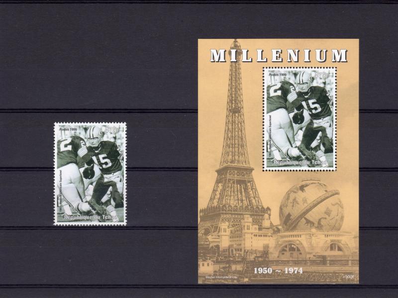 Chad 1999 Sc#809c 1st.American Super Bowl (1967) Set + S/S Perforated MNH