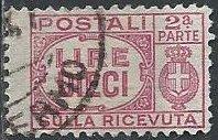 Italy Q59b (used) 10 lire postage due, right half (wtmk 277)