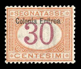 Italian Colonies, Eritrea #J4 Cat$24, 1903 30c buff and magenta, lightly hinged