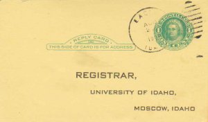 United States Idaho Eagle 1938 duplex  Postal Card  Printed Return Address Un...