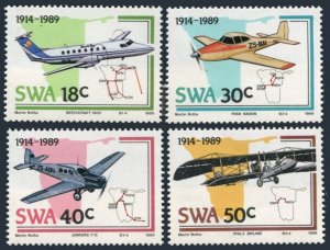 South West Africa 614-617, MNH. Michel 637-640. Aviation Industry,75th Ann,1989.