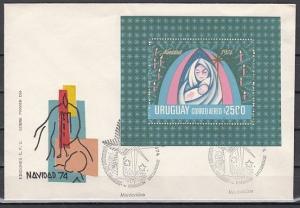 Uruguay, Scott cat. C401. Religious Christmas s/sheet. First day cover. ^