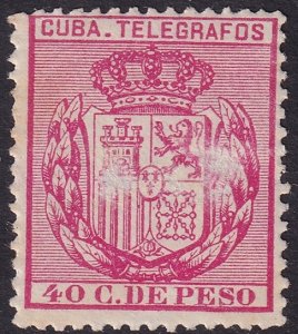 Cuba 1896 telégrafo Ed 84 telegraph MLH* surface damage streaky gum