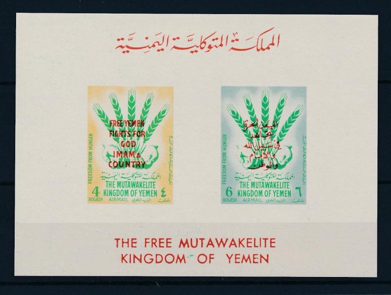 [34133] Yemen 1963 Freedom from hunger Overprint in red Souvenir Sheet MNH