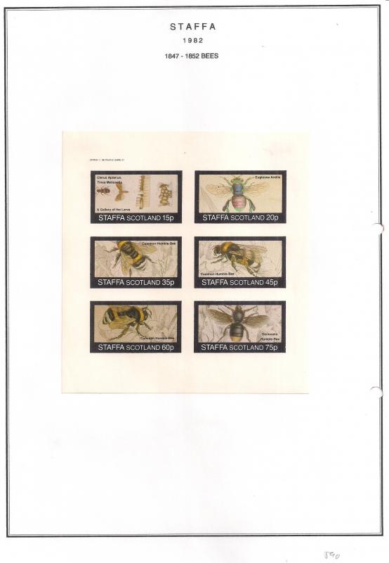 SCOTLAND - STAFFA - 1982 - Bees - Imperf 6v Sheet - MLH