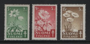 Finland    #B98-B100  MNH   1949  anemone , wild rose , coltsfoot