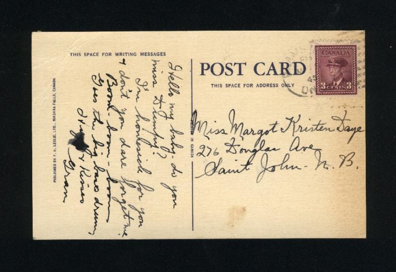 Canada #252   post card  used  1942-43 PD