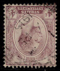 MALAYSIA - Straits GV SG197w, 4c dull purple, FINE USED. Cat £550. WMK INVERTED