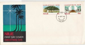 NIUE Island 1976 Christmas FDC Palm Trees Sea + Star Pic Stamps Cover Ref 29007
