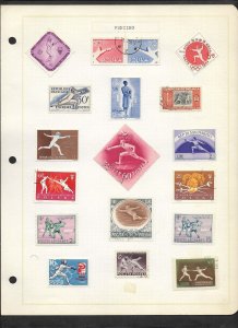 SE)1950 POLAND, ALBUM PAGE SERIES OF SPORTS, FENCING, VARIETY OF COUNTRIES, USED