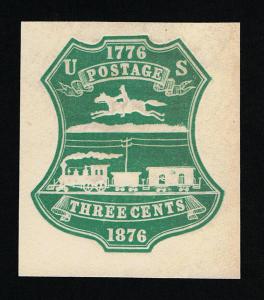 GENUINE SCOTT #U219 MINT 1876 GREEN - LARGE PLIMPTON CUT SQUARE