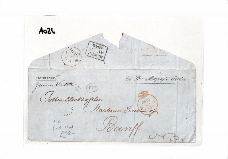 AO26 1849 GB London Official Cover Admirality. PTO