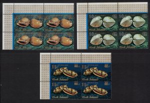 Cook Is. Shells 3c Corner Blocks of 4 Ovpt 1979 MNH SG#646-648