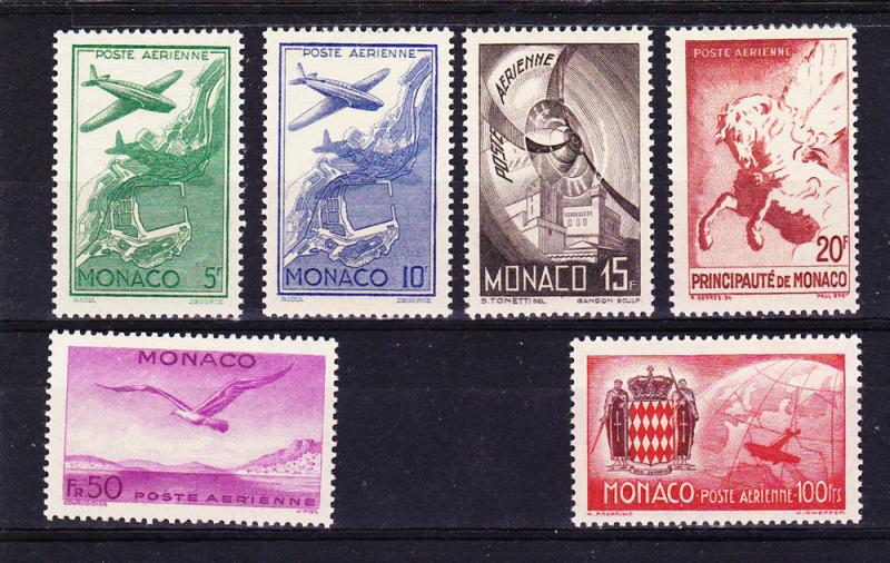 Monaco C 2-7 MNH 1942 Planes, Globe & Arms of Monaco