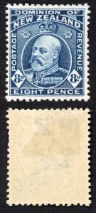 New Zealand SG393 8d Indigo Perf 14 x 14.5 Fresh Colour M/M Cat 14 pounds