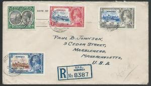 DOMINICA 1935 registered cover to USA, Jubilee franking....................53154