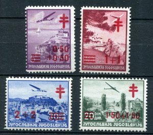 YUGOSLAVIA 1940 TUBERCULOSIS OVERPRINT SET SCOTT B116-B119 PERFECT MNH