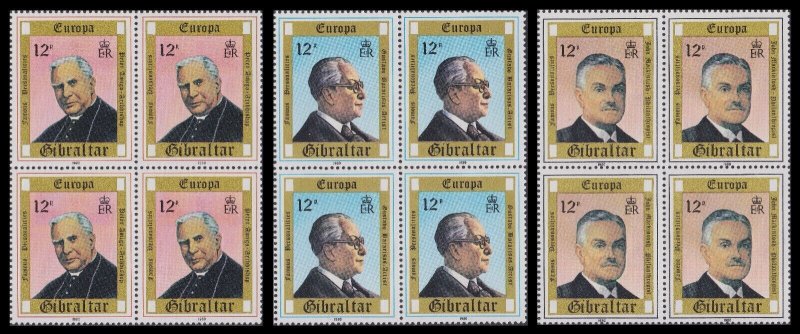 Gibraltar 433-435 Europa Famous Personalities block set 3x4 MNH 1980