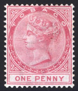 Tobago 1879 1d Rose Watermark Crown CC, Scott 1 SG 1 MLH Cat $145