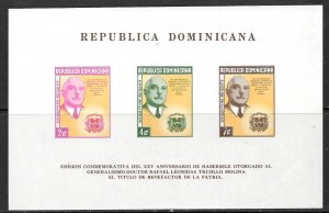 DOMINICAN REPUBLIC 1958 General Trujillo Souvenir Sheet Scott No. 499a MNH