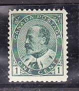 Canada-Sc#89- id1572-unused hinged 1c green  KEVII-1903- 