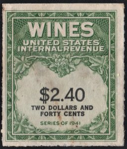 RE153 $2.40 Wine Revenue Stamp (1942) Used