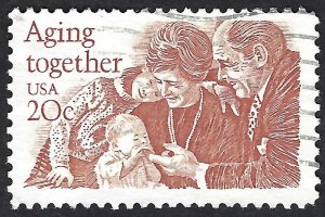 United States #2011 20¢ Aging Together (1982). Used.