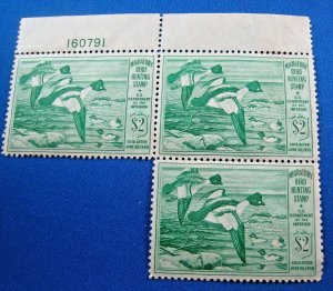 UNITED STATES -1949 - SCOTT # RW16  PLATE NUMBER SINGLE + 2    MNH   (stp71)