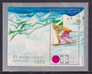 Poland 1972 Sc B124 Sapporo Winter Olympic Games Slalom Emblem Stamp SS MH