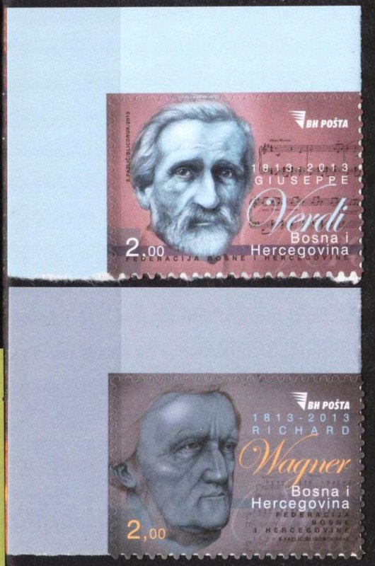 Bosnia 2013 Famous People Music Composers G. Verdi R. Wagner set of 2 MNH