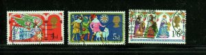 GREAT BRITAIN #605-607 1969 CHRISTMAS F-VF USED b