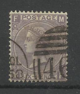 1867/80 Sg 104, 6d Lilac (MF) Plate 6, Fine used. {AV2000-9}