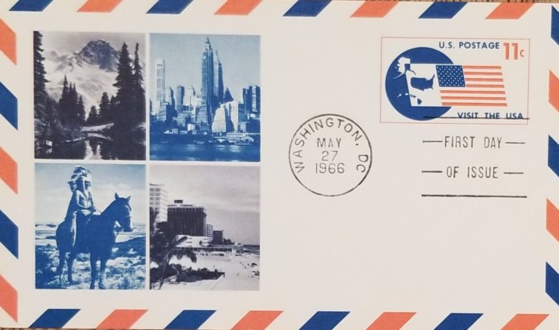 J) 1966 UNITED STATES, FLAG, LANDSCAPE, AIRMAIL, CIRCULATED COVER, FROM USA