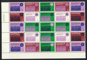 Australia Christmas Colours of 'AUSTRALIA' given 7v Bottom Half Sheet 1971