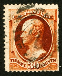 #217 1888 30c Orange-Brown Hamilton Fine-Very Fine Used Light Cancel