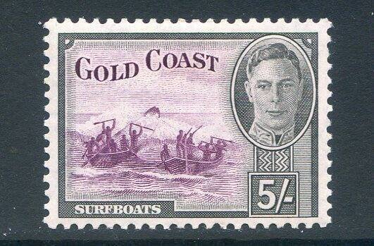 Gold Coast 5/- Purple and Black SG145 Mounted Mint