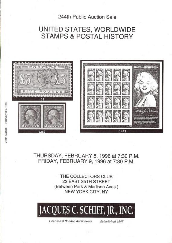 United States, Worldwide Stamps & Postal History, Schiff 244