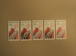 USPS Scott 2381-85 25c Classic Cars 5 Books 100 Stamps 20...