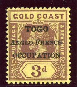 Togo 1916 KGV 3d purple/yellow superb MNH. SG H51. Sc 84. 